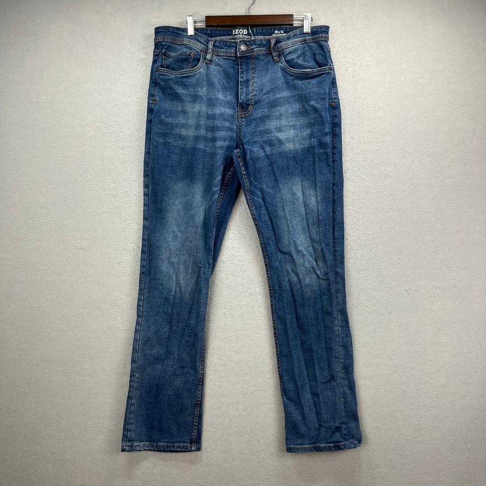 IZOD Jeans Mens 36 Blue Denim Relaxed Fit Stretch Casual Classic Streetwear